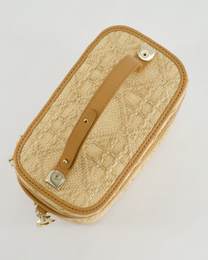 *HOT* Christian Dior 2021 Beige Lady Small Vanity Case Bag in Raffia 
Leather with Gold Hardware