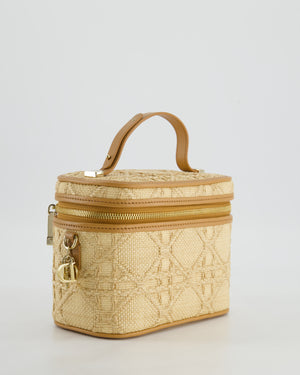 *HOT* Christian Dior 2021 Beige Lady Small Vanity Case Bag in Raffia 
Leather with Gold Hardware