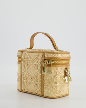 *HOT* Christian Dior 2021 Beige Lady Small Vanity Case Bag in Raffia 
Leather with Gold Hardware