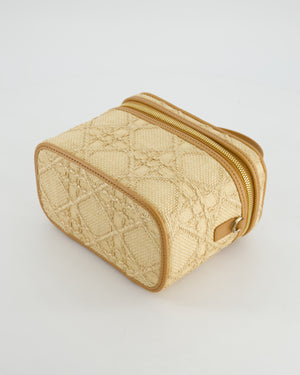 *HOT* Christian Dior 2021 Beige Lady Small Vanity Case Bag in Raffia 
Leather with Gold Hardware