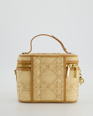 *HOT* Christian Dior 2021 Beige Lady Small Vanity Case Bag in Raffia 
Leather with Gold Hardware