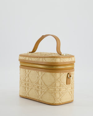 *HOT* Christian Dior 2021 Beige Lady Small Vanity Case Bag in Raffia 
Leather with Gold Hardware