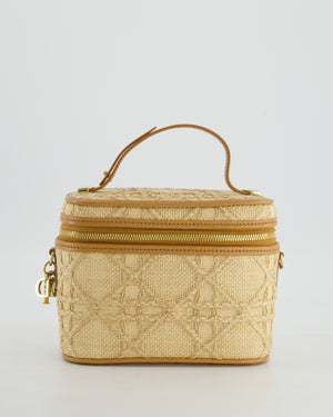 *HOT* Christian Dior 2021 Beige Lady Small Vanity Case Bag in Raffia 
Leather with Gold Hardware