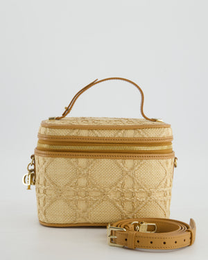 *HOT* Christian Dior 2021 Beige Lady Small Vanity Case Bag in Raffia 
Leather with Gold Hardware