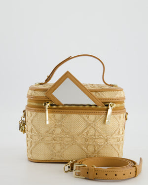 *HOT* Christian Dior 2021 Beige Lady Small Vanity Case Bag in Raffia 
Leather with Gold Hardware