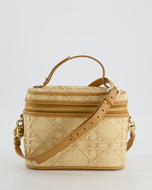 *HOT* Christian Dior 2021 Beige Lady Small Vanity Case Bag in Raffia 
Leather with Gold Hardware