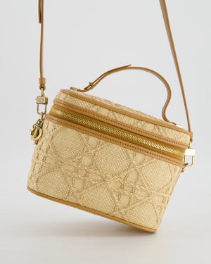 *HOT* Christian Dior 2021 Beige Lady Small Vanity Case Bag in Raffia 
Leather with Gold Hardware