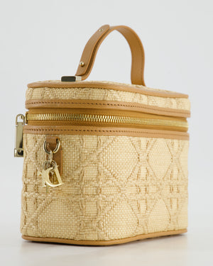 *HOT* Christian Dior 2021 Beige Lady Small Vanity Case Bag in Raffia 
Leather with Gold Hardware