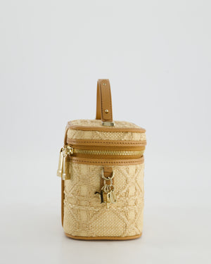 *HOT* Christian Dior 2021 Beige Lady Small Vanity Case Bag in Raffia 
Leather with Gold Hardware