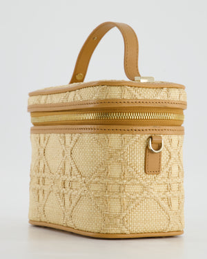 *HOT* Christian Dior 2021 Beige Lady Small Vanity Case Bag in Raffia 
Leather with Gold Hardware