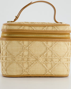 *HOT* Christian Dior 2021 Beige Lady Small Vanity Case Bag in Raffia 
Leather with Gold Hardware