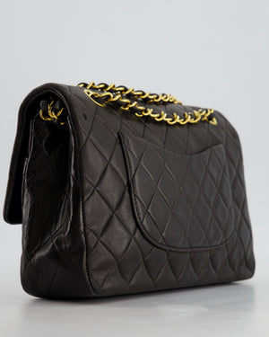 Chanel Black Medium Vintage Double Flap Bag In Lambskin Leather with 24K Gold Hardware