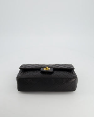 Chanel Black Medium Vintage Double Flap Bag In Lambskin Leather with 24K Gold Hardware