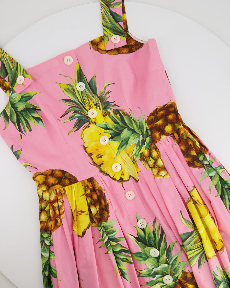 Dolce 
Gabbana Pink Mini Dress with Pineapple Prints Size IT 42 (UK 10)