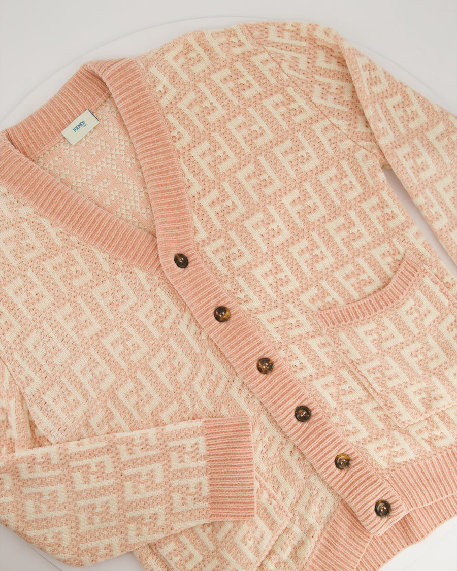 Fendi Kids Pink FF Logo Button Down Cardigan Size 12A