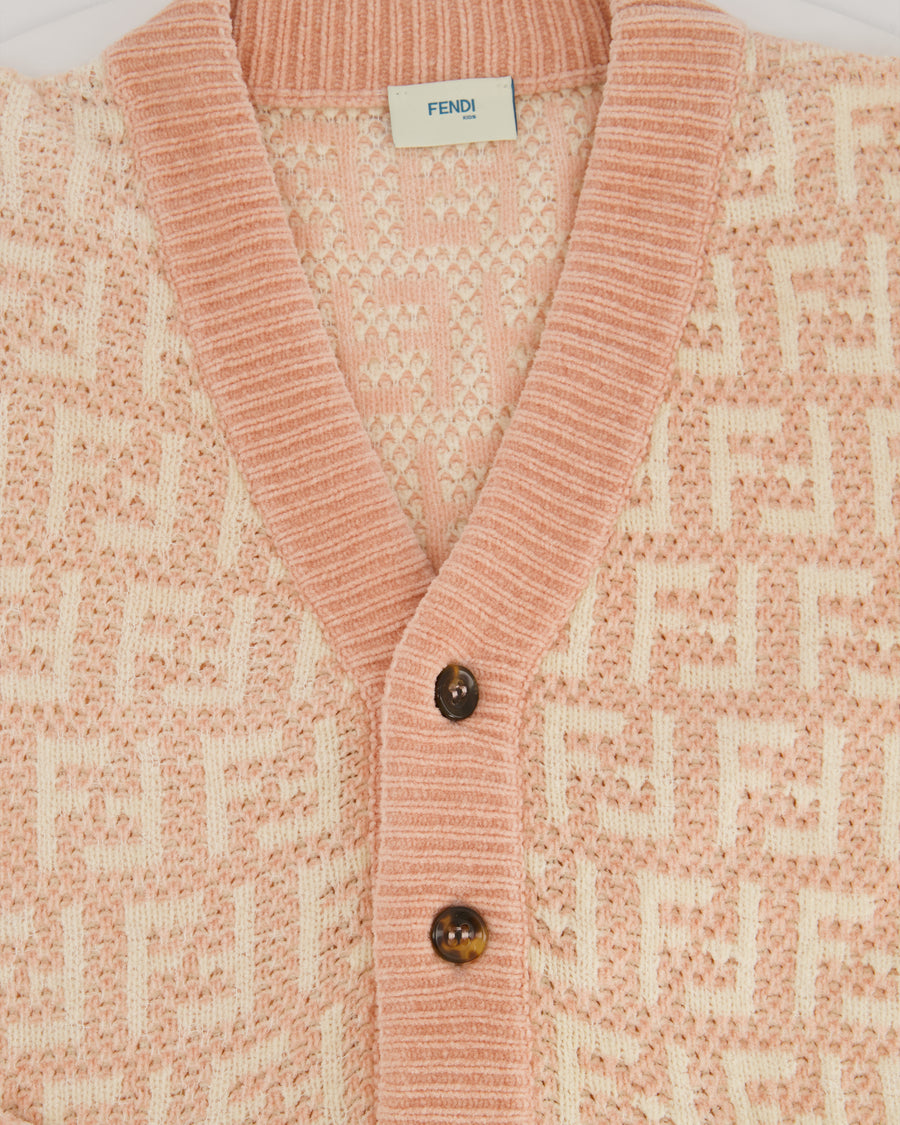 Fendi Kids Pink FF Logo Button Down Cardigan Size 12A