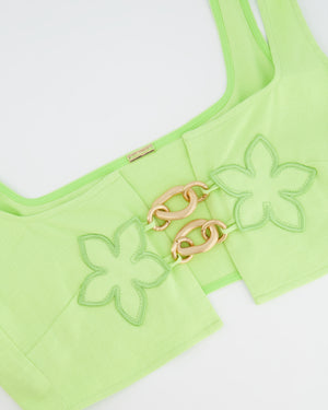 Cult Gaia Light Green Top and Short Set with Floral and Chain Details Size US 2-4 (UK 6-8)