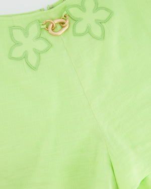 Cult Gaia Light Green Top and Short Set with Floral and Chain Details Size US 2-4 (UK 6-8)