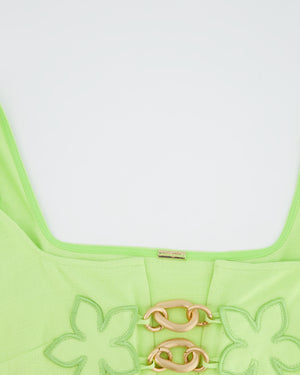 Cult Gaia Light Green Top and Short Set with Floral and Chain Details Size US 2-4 (UK 6-8)