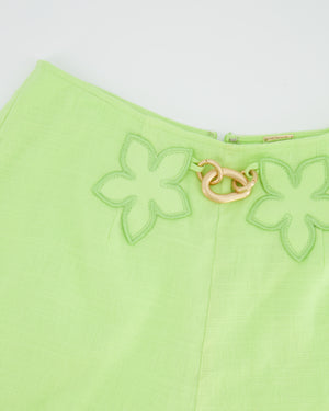 Cult Gaia Light Green Top and Short Set with Floral and Chain Details Size US 2-4 (UK 6-8)