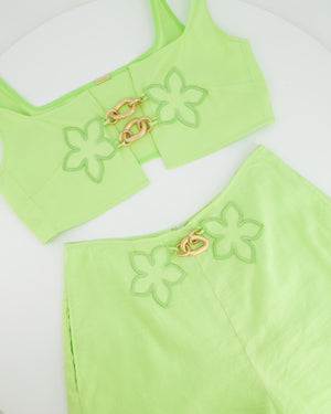 Cult Gaia Light Green Top and Short Set with Floral and Chain Details Size US 2-4 (UK 6-8)