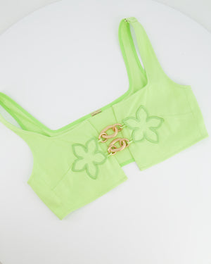 Cult Gaia Light Green Top and Short Set with Floral and Chain Details Size US 2-4 (UK 6-8)