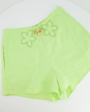 Cult Gaia Light Green Top and Short Set with Floral and Chain Details Size US 2-4 (UK 6-8)