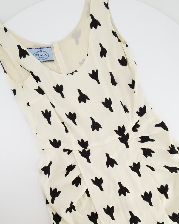 Prada White with Black Prints Mini Sleeveless Dress Size IT 38 (UK 6)