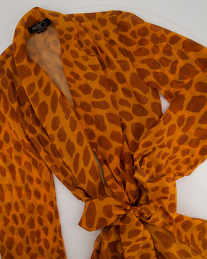 Pat Bo Giraffe Printed Orange 
Brown Ruffled Wrap Around Gown Size Small (UK 8)