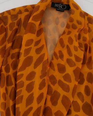 Pat Bo Giraffe Printed Orange 
Brown Ruffled Wrap Around Gown Size Small (UK 8)