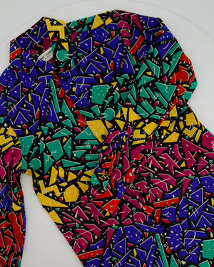 Saint Laurent Multicolour 80
s Abstract Printed Long-sleeve Silk Shirt Size FR 34 (UK 6)