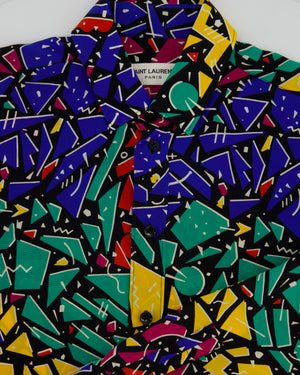 Saint Laurent Multicolour 80
s Abstract Printed Long-sleeve Silk Shirt Size FR 34 (UK 6)