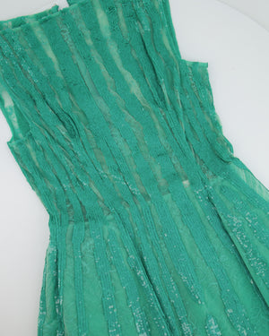 Zuhair Murad Turquoise Sequin Sleeveless Tulle Mini Dress Size IT 42 (UK 10)