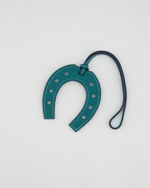 Hermès Swift Paddock Horseshoe Bag Charm in Malachite and Bleu Atoll