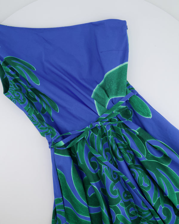 Themis Z Green and Blue One Shoulder Floral Midi Dress Size FR 36 (UK 8)