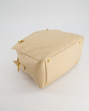 *RARE* Chanel Vintage Mini Beige GST Shopper Tote Bag in Caviar Leather with Gold Hardware