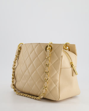 *RARE* Chanel Vintage Mini Beige GST Shopper Tote Bag in Caviar Leather with Gold Hardware