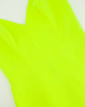 Alex Perry Fluorescent Yellow Midi V-Neck Dress Size UK 8