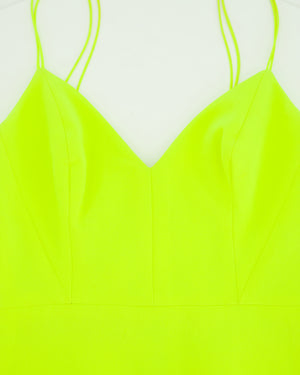 Alex Perry Fluorescent Yellow Midi V-Neck Dress Size UK 8