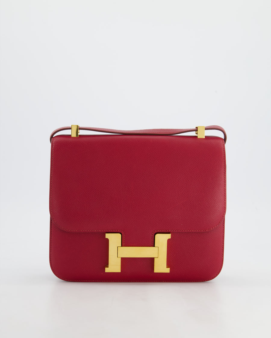 *HOT 
FIRE PRICE* Hermès Constance 24cm Bag in Rubis Epsom Leather with Gold Hardware