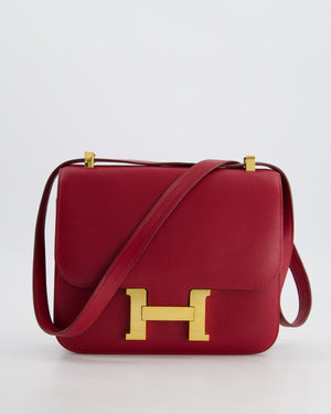 *HOT 
FIRE PRICE* Hermès Constance 24cm Bag in Rubis Epsom Leather with Gold Hardware