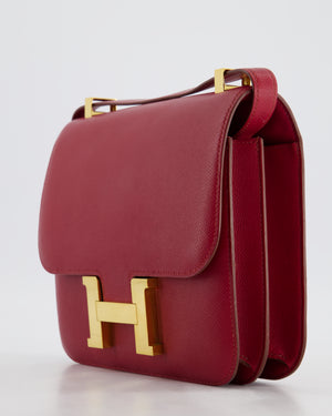 *HOT 
FIRE PRICE* Hermès Constance 24cm Bag in Rubis Epsom Leather with Gold Hardware