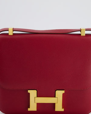 *HOT 
FIRE PRICE* Hermès Constance 24cm Bag in Rubis Epsom Leather with Gold Hardware