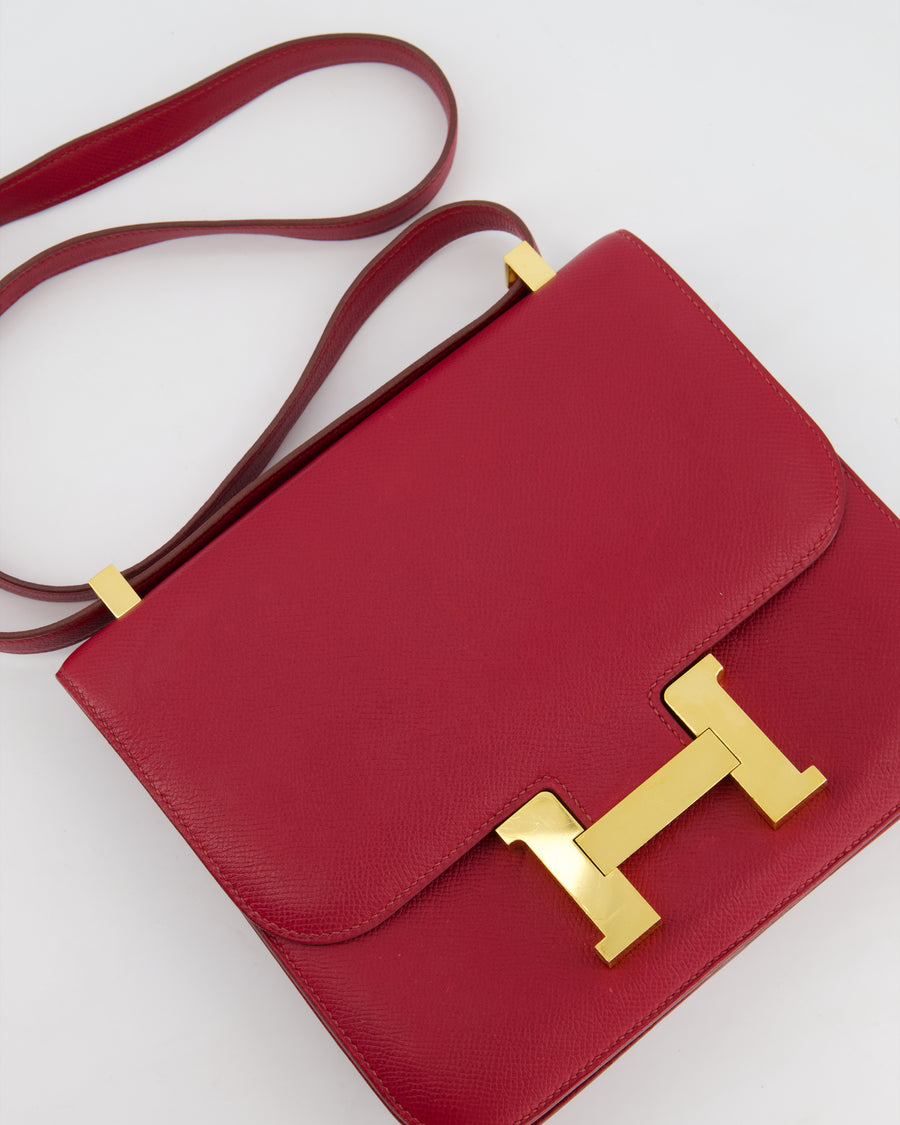 *HOT 
FIRE PRICE* Hermès Constance 24cm Bag in Rubis Epsom Leather with Gold Hardware