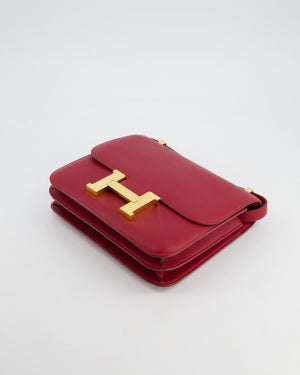 *HOT 
FIRE PRICE* Hermès Constance 24cm Bag in Rubis Epsom Leather with Gold Hardware