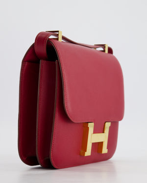 *HOT 
FIRE PRICE* Hermès Constance 24cm Bag in Rubis Epsom Leather with Gold Hardware