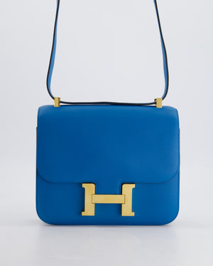 *FIRE PRICE* Hermès Constance 24cm Bag in Bleu Mykonos Evercolour Leather with Gold Hardware