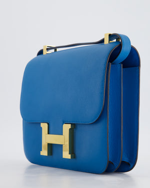 *FIRE PRICE* Hermès Constance 24cm Bag in Bleu Mykonos Evercolour Leather with Gold Hardware