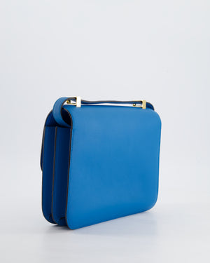 *FIRE PRICE* Hermès Constance 24cm Bag in Bleu Mykonos Evercolour Leather with Gold Hardware