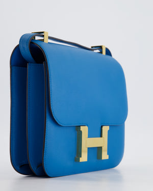 *FIRE PRICE* Hermès Constance 24cm Bag in Bleu Mykonos Evercolour Leather with Gold Hardware